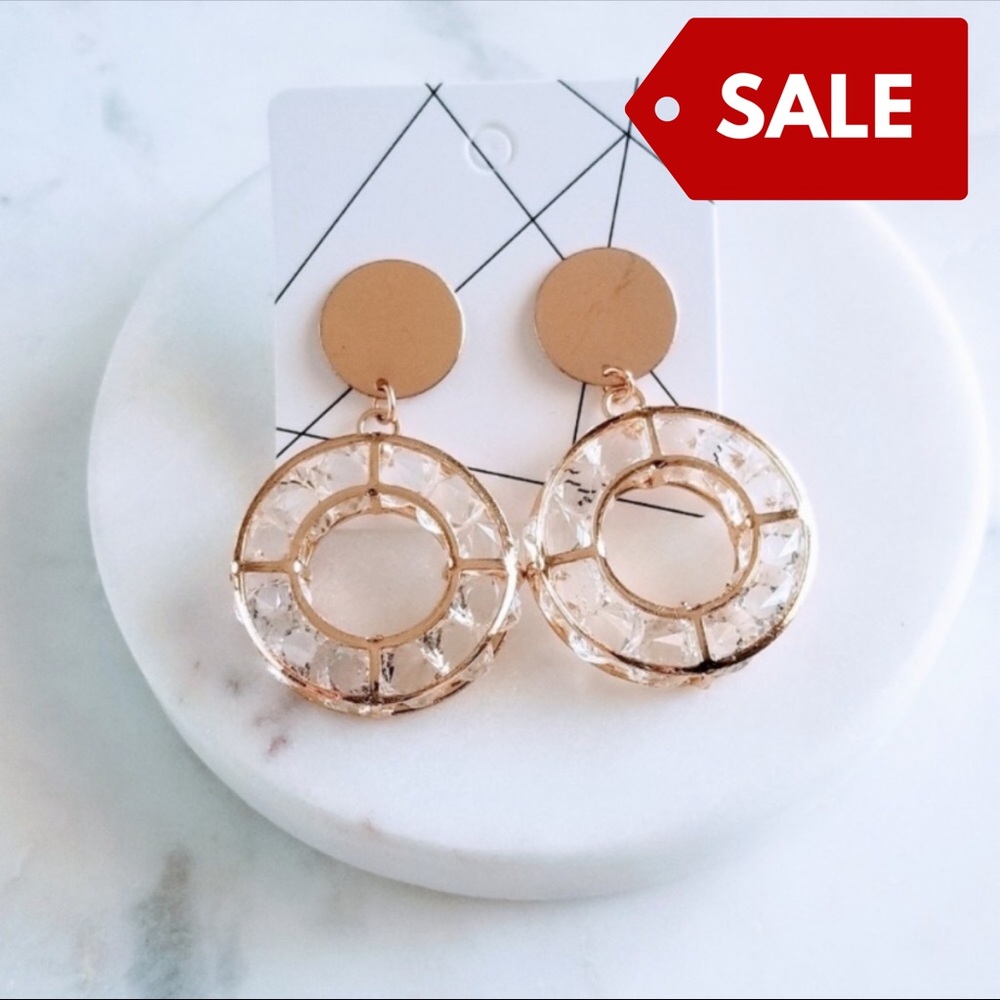 Gold & Clear Resin Drop Earrings
